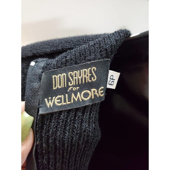 Don Sayres For Wellmore Black Wool Round Neck Long Sleeve Knee Length Dress 6P - Picture 7 of 9